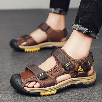 Men's Breathable Leather Sandals for Outdoor Activities