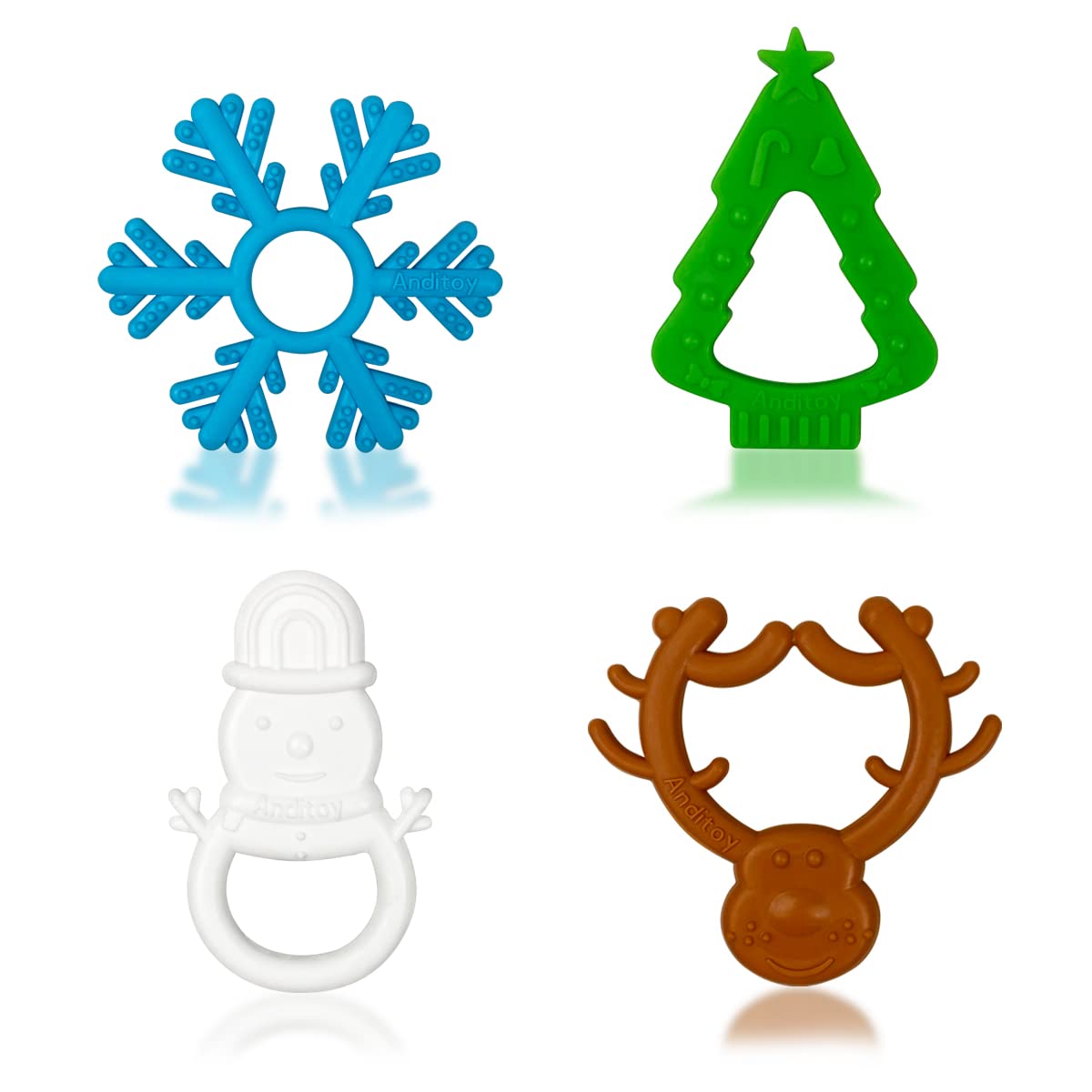 Anditoy Christmas Teething Toys 4-Pack