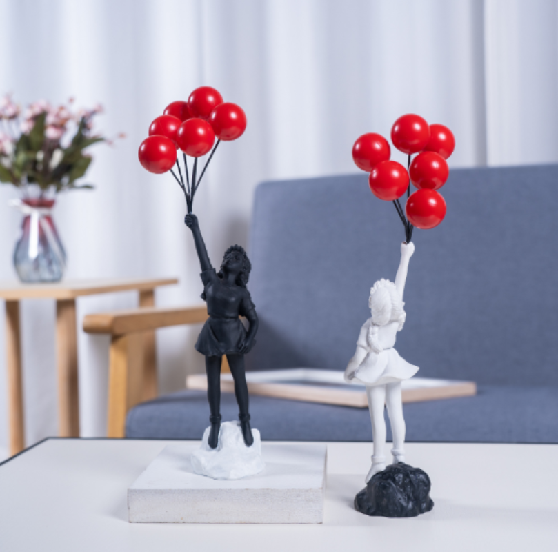 Balloon Girl Resin Sculpture – Street Art Home & Office Decor