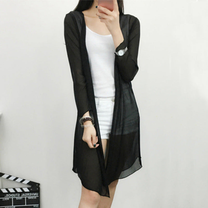 Women's Long-Sleeve Chiffon Cardigan