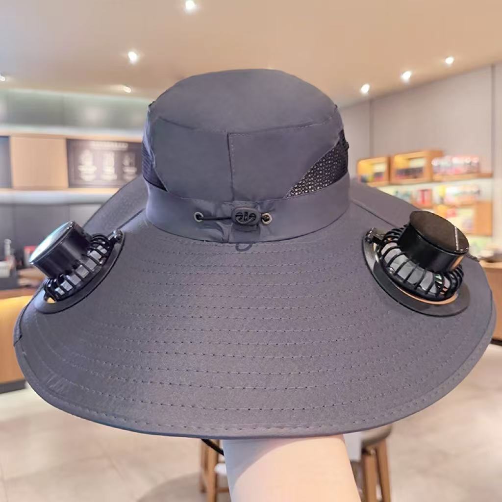 Solar-Powered Fan Hat with USB Charging