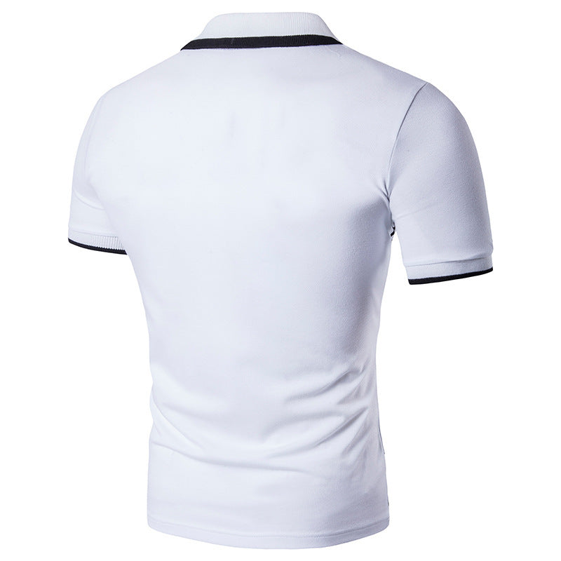 Printed Collar Short Sleeve T-Shirt