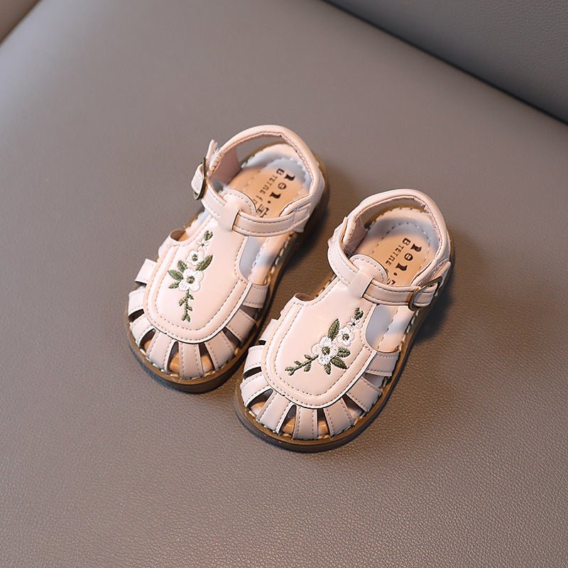 Girls Embroidered Summer Sandals – Soft Bottom Baby Shoes