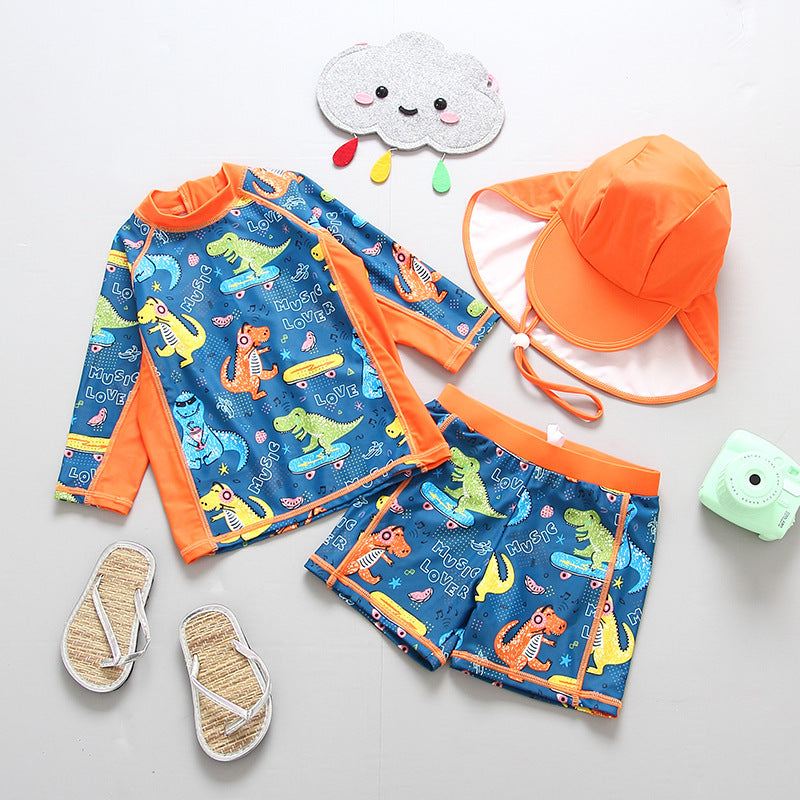 Boys' Dinosaur Swimwear Set with Hat