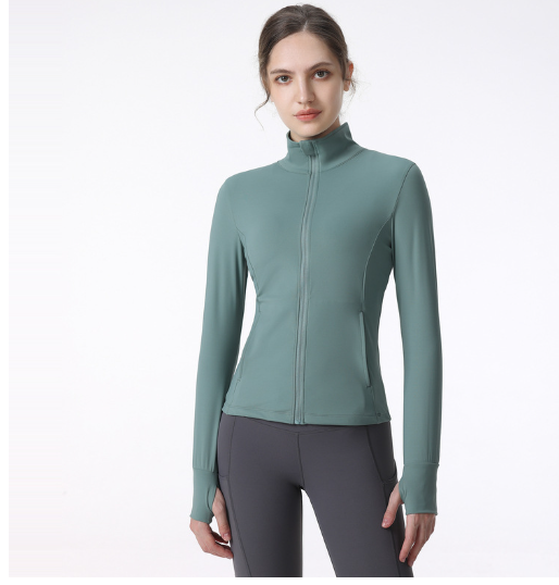 Damen Langarm Sportjacke mit Reißverschluss – Yoga- & Lauf-Sportbekleidung