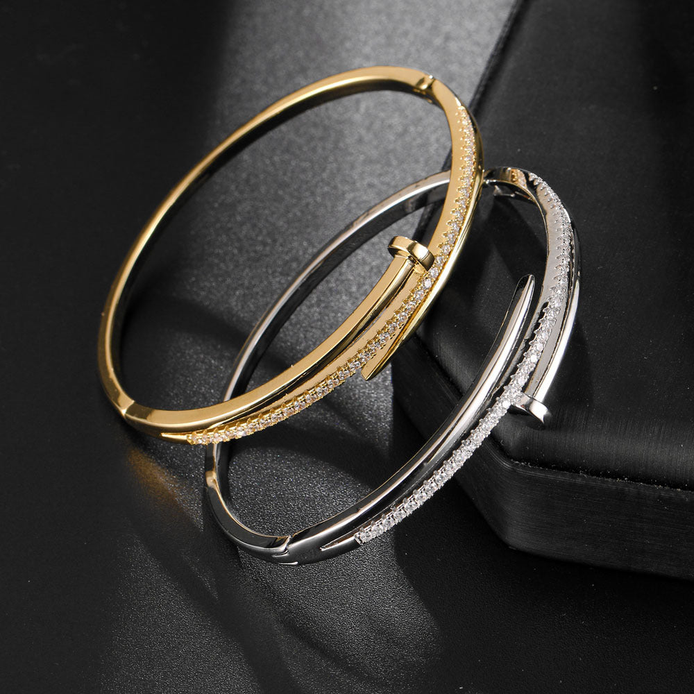 Nail-Shape Plated Cuff Bracelet