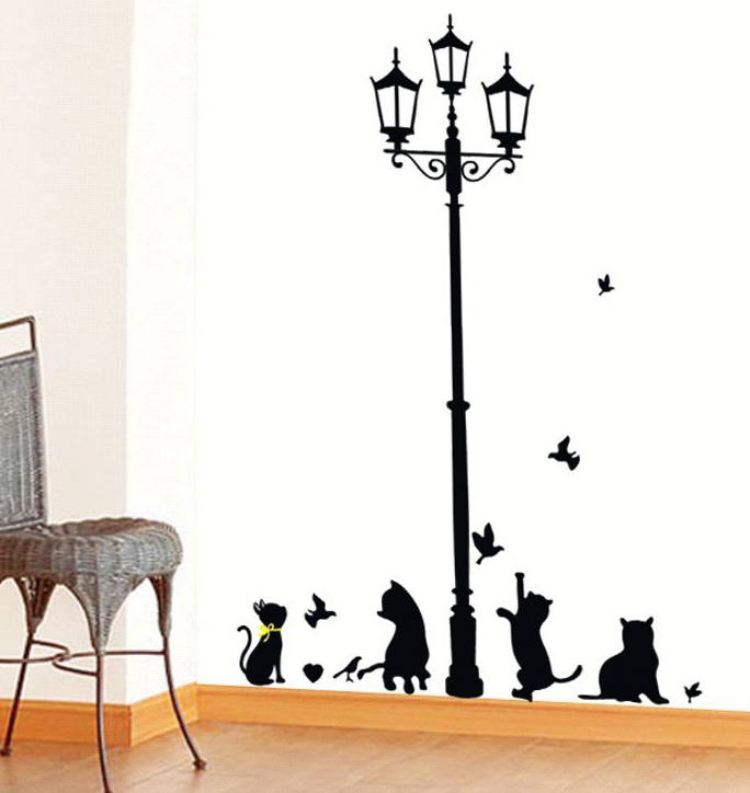Wandtattoos „Schwarze Katze“ für die Kinderzimmerdeko (Set)