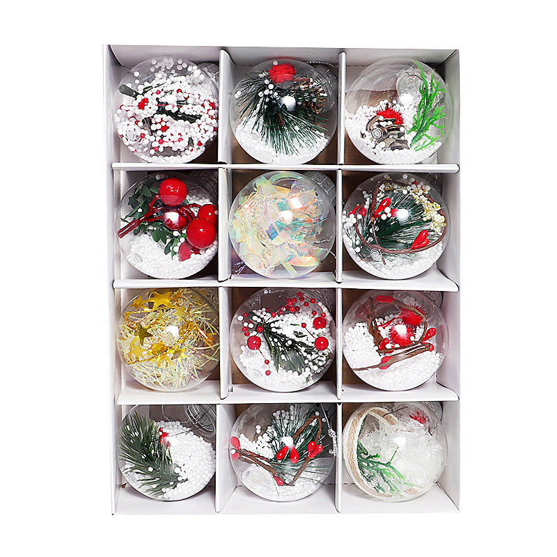 Clear Christmas Bauble Set – 12 x 6cm Tree Ornaments