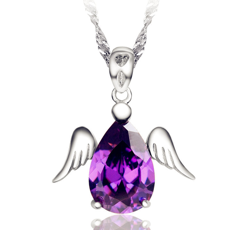 Purple Angel Heart Pendant