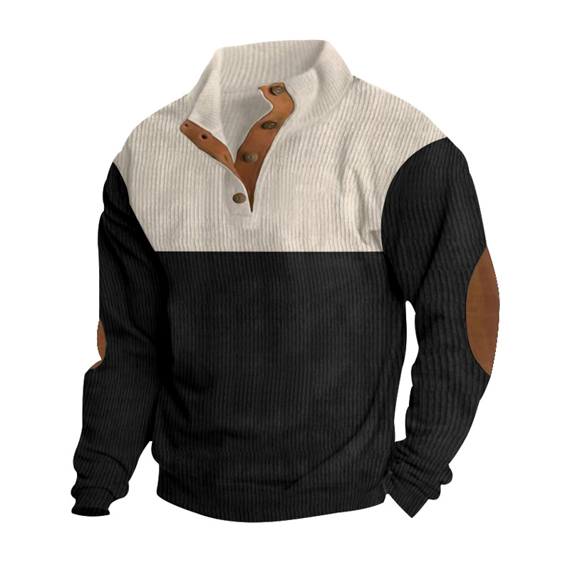 Men's Casual Button Stand-Collar Sweatshirt – Loose Fit Long Sleeve Top in 5 Colours