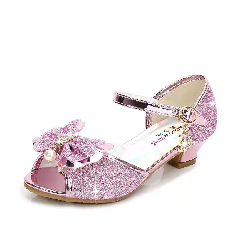 Girls’ Glitter Bow Heeled Sandals