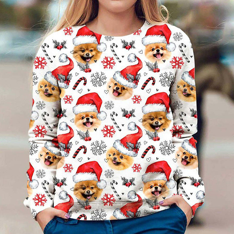 Women's Christmas Print Round Neck T-Shirt