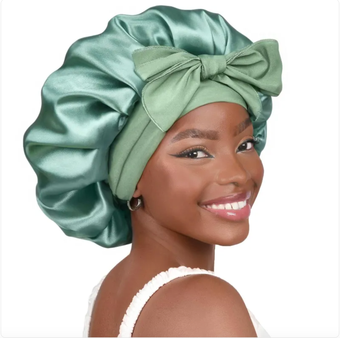 Double-Layer Bow Wide-Brimmed Hair Care Hat – Shower Cap & Hair Wrap for Women