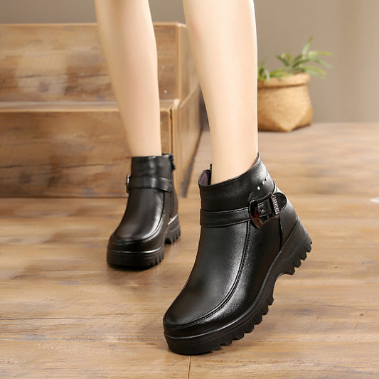 Comfortable Warm Flat Shoes for Elderly Women – Soft Slip-On Leisure Flats