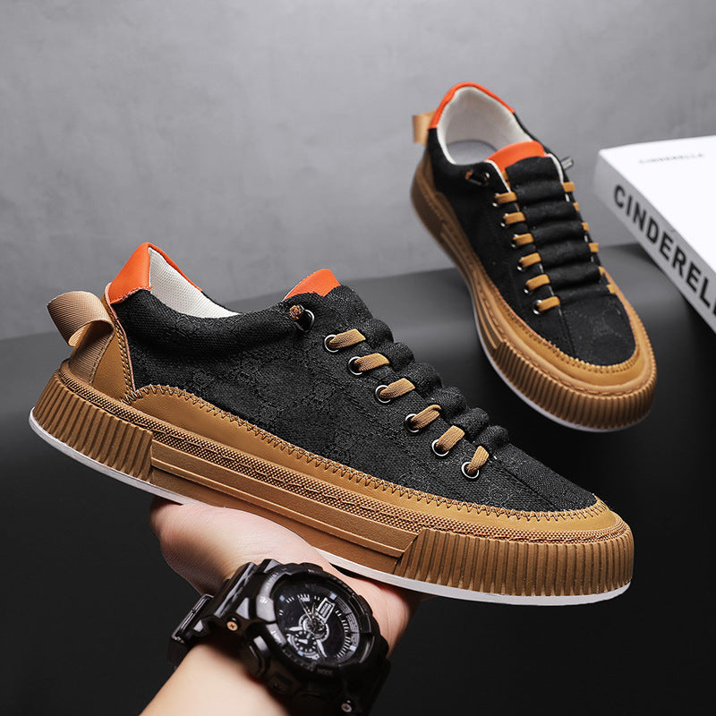 Men’s Patterned Canvas Lace-Up Trainers