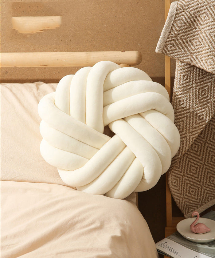 Coussin boule nouée nordique | Oreiller décoratif en peluche | 10 coloris | 35×35cm