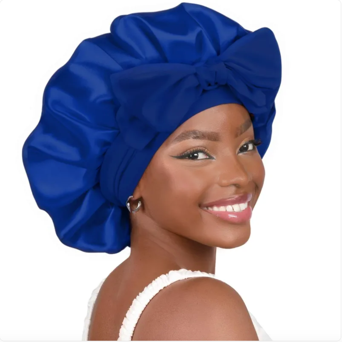 Double-Layer Bow Wide-Brimmed Hair Care Hat – Shower Cap & Hair Wrap for Women