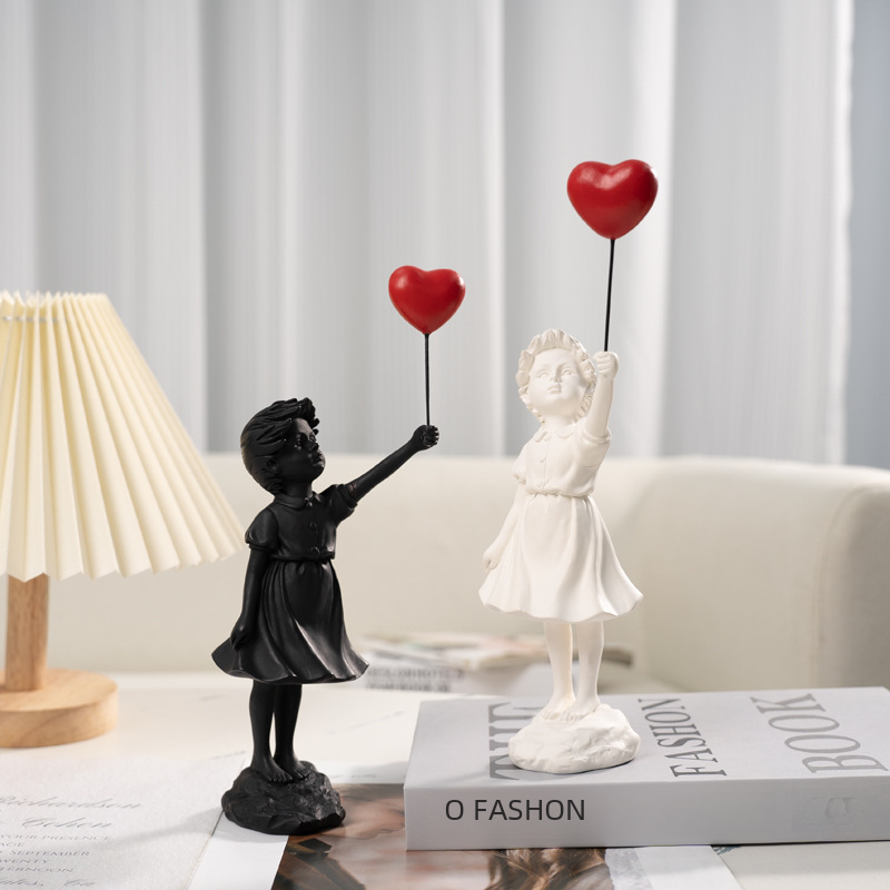 Balloon Girl Resin Sculpture – Street Art Home & Office Decor