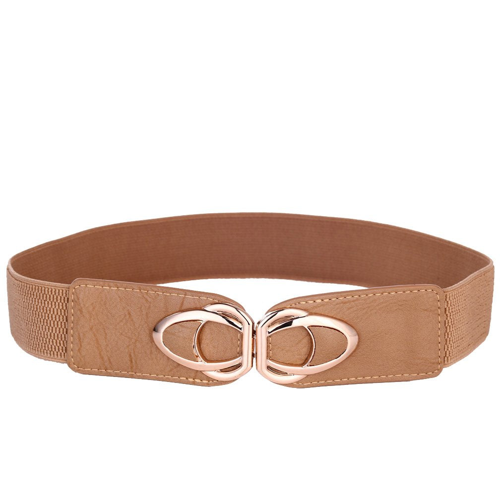 Beltox Women's Elastic Stretch Cinch Belt – Butterfly Buckle Dress Belt in Khaki (26"–43")
