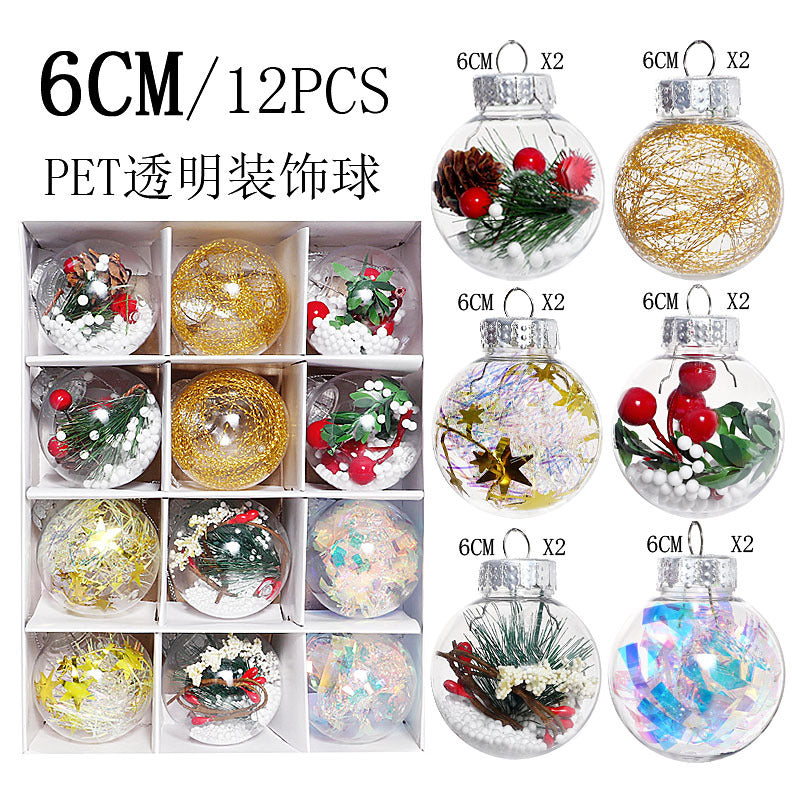 Clear Christmas Bauble Set – 12 x 6cm Tree Ornaments
