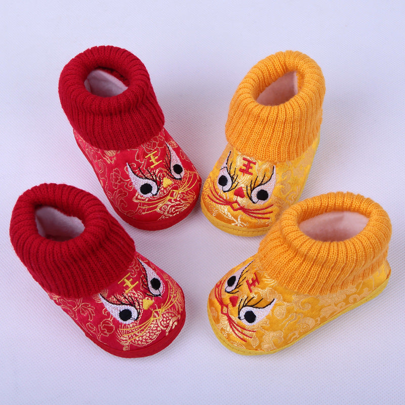 Baby Tiger & Drachen Winterschuhe – Rutschfeste Kleinkinderschuhe aus Baumwolle