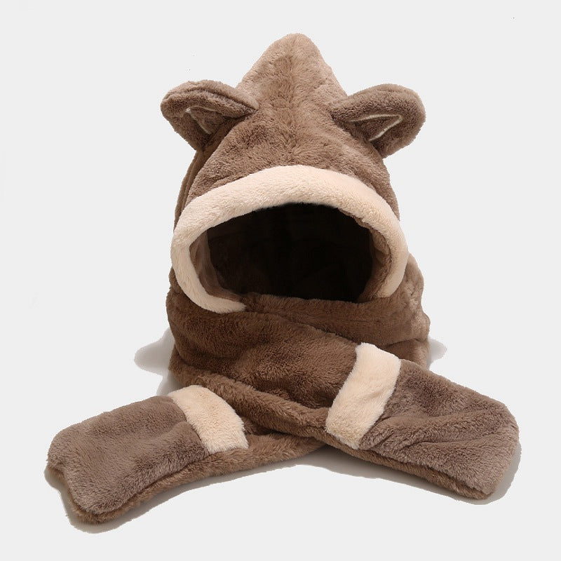 Faux Fur Cat Ear Hat with Scarf and Mittens