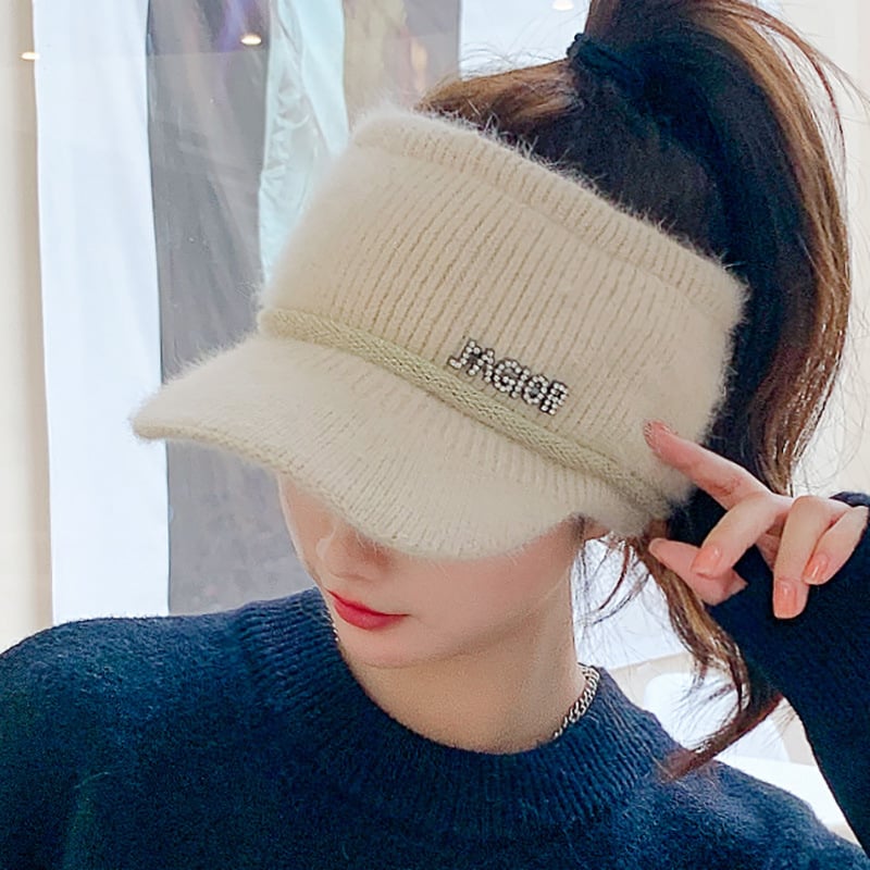 Girls' Thick Knitted Winter Hat | Rabbit Hair Blend Beanie