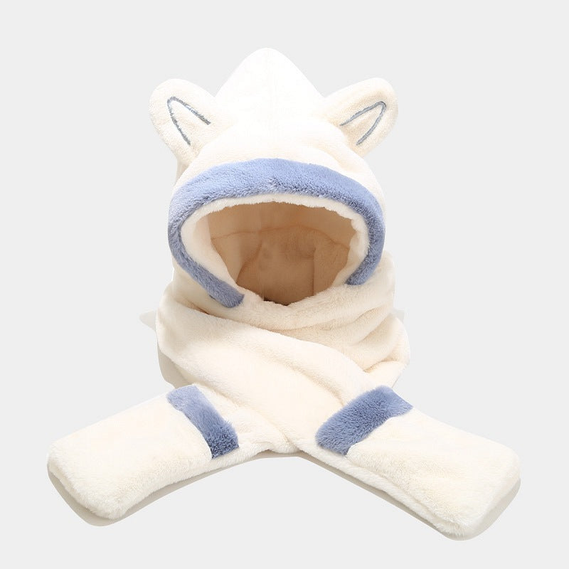 Faux Fur Cat Ear Hat with Scarf and Mittens