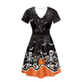 Halloween Totenkopf Kleid – Damen Fließendes Swing-Tunika-Kleid