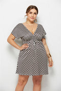 Printed Deep V-Neck Elastic-Waist Dress