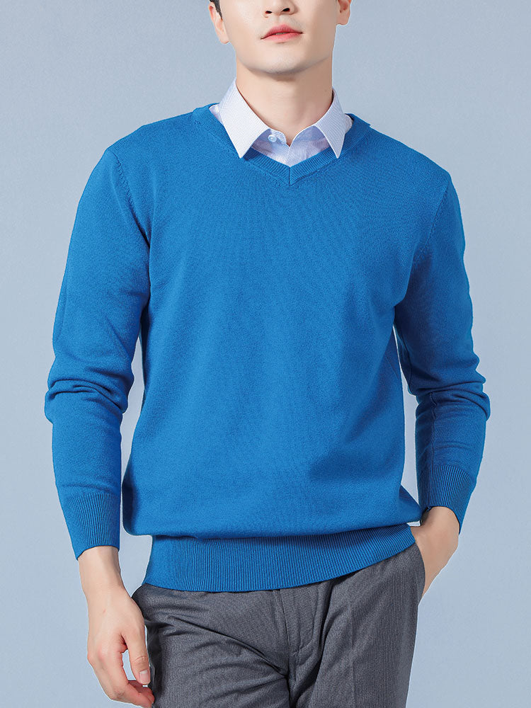 Men's Cashmere-Blend V-Neck Sweater