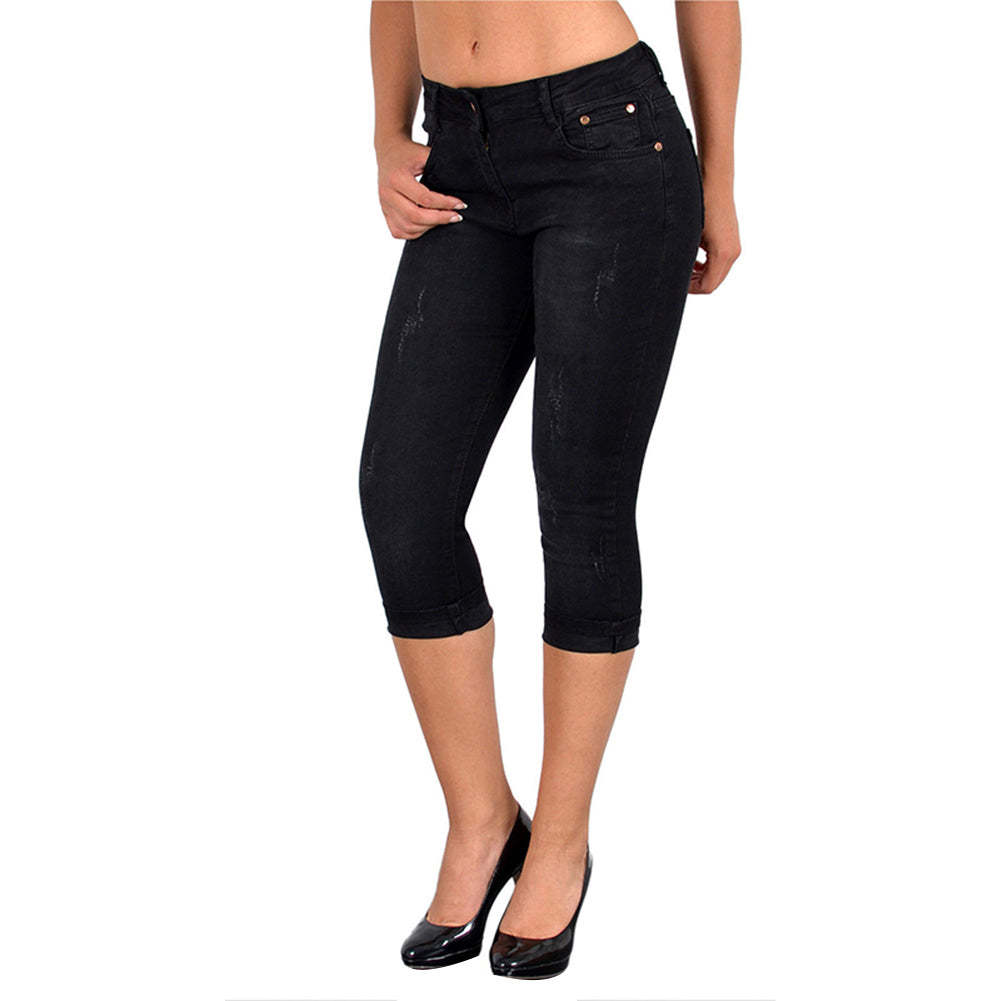 Jean crayon court en denim pour femme
