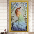 Moderne Kreuzstich-Pfau-Kunst für Wohnzimmerdekoration