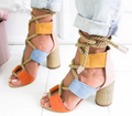 Color Block Sandaletten mit klobigem Absatz