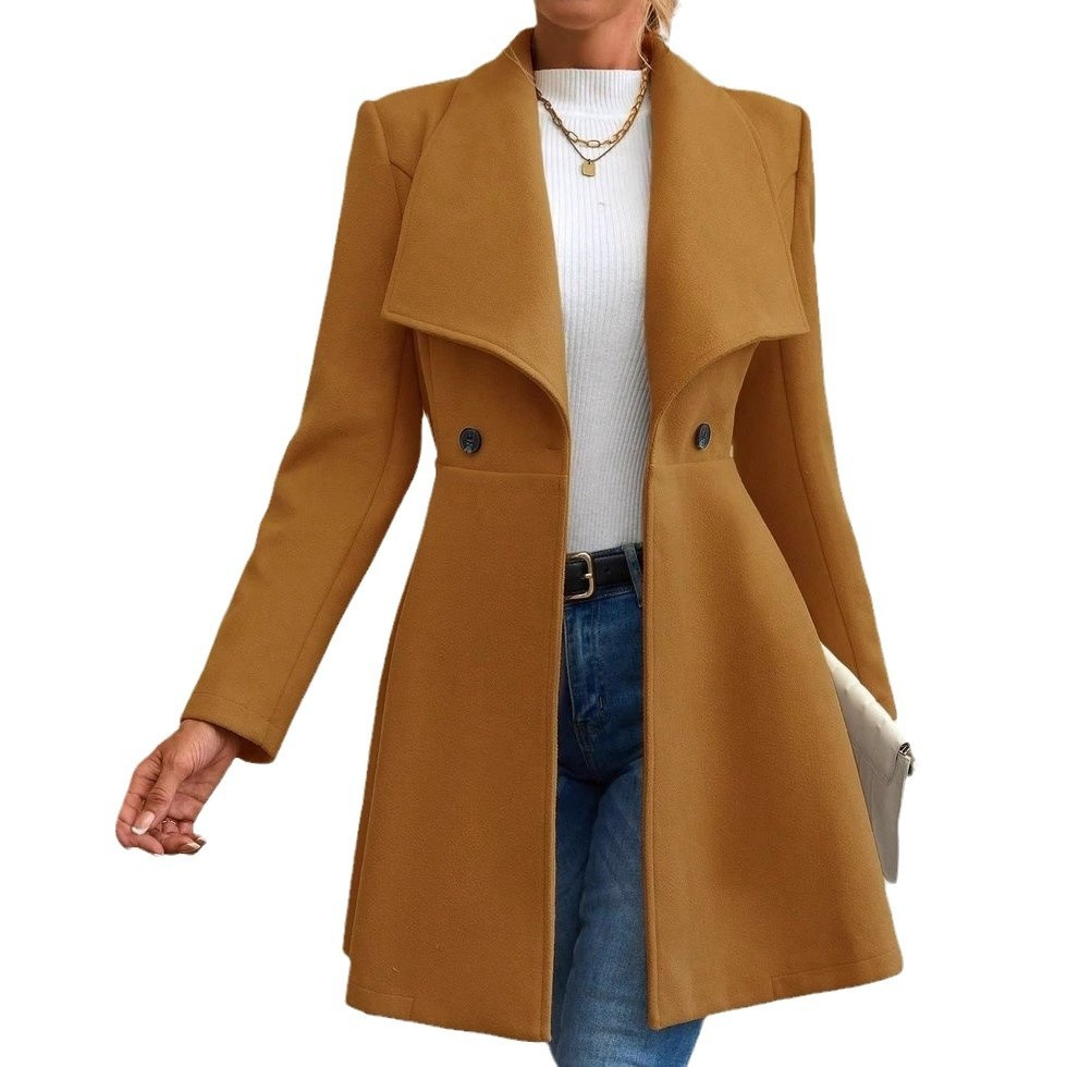 Damen Slim Fit Reversmantel | Eleganter langer Wintermantel