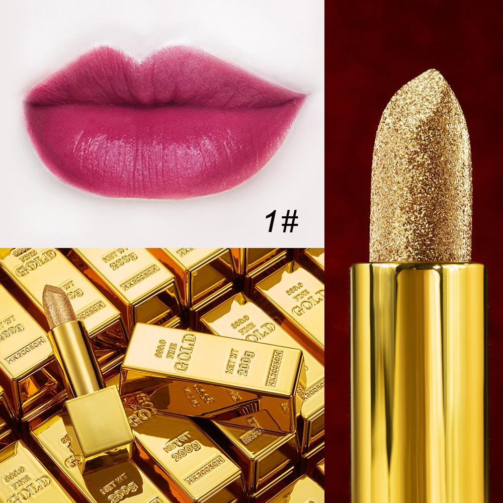 Glitter Lipstick – Moisturising Velvet Matte & Shiny Lip Colour, 6 Shades
