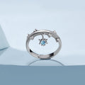 Adjustable Floral Silver Ring