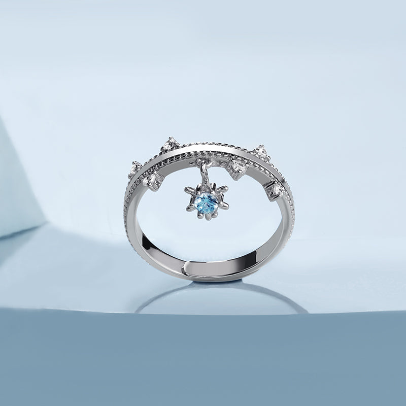 Adjustable Floral Silver Ring