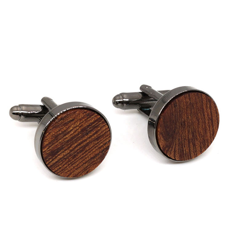 Wooden Cufflinks for Men – Geometric Natural Wood Shirt Cufflinks in Brown