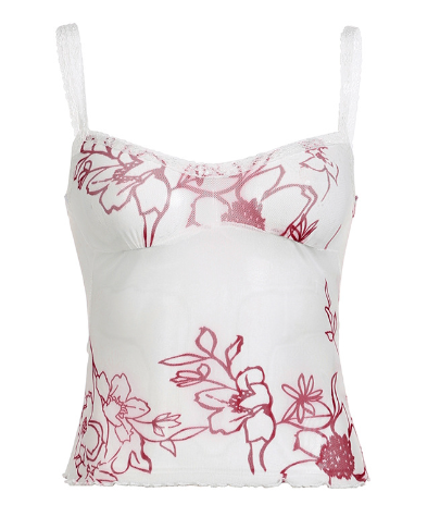 Women's Floral Mesh Halter Top