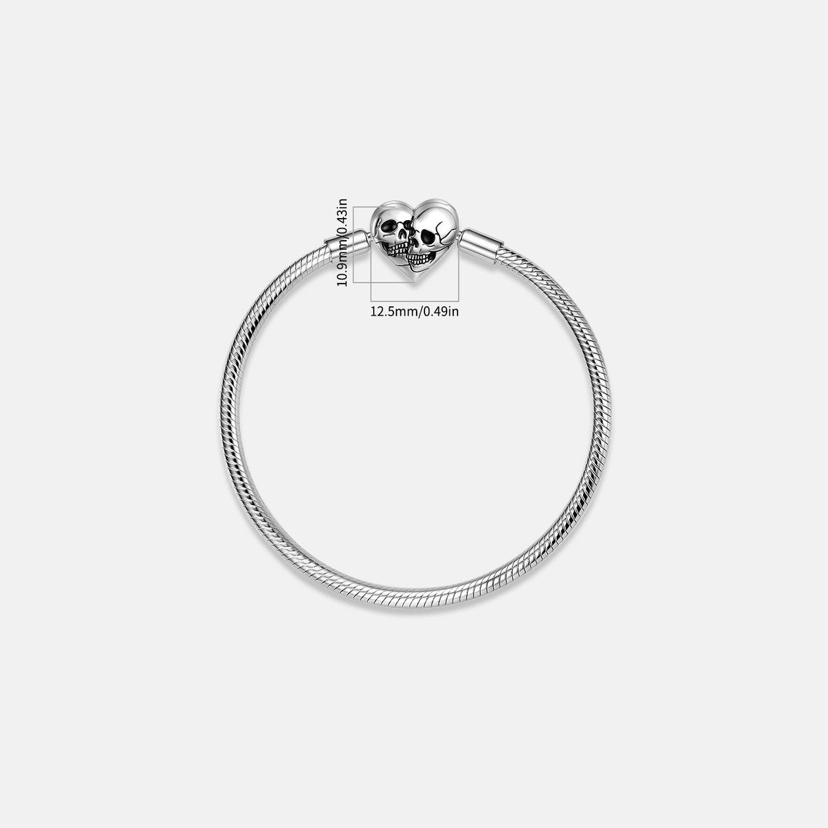 Sterling Silver Skull Snake Chain Bracelet
