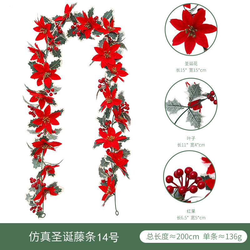 Christmas Berry Vine Garland – Artificial Red Berry Wall Decor