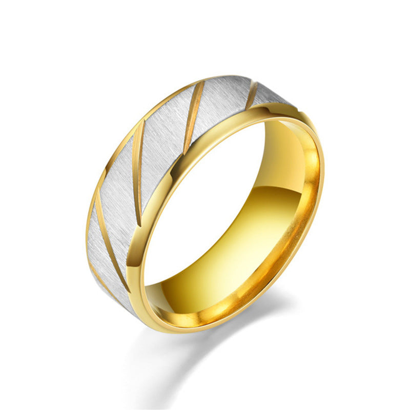 Unisex Double-Bevel Metal Ring