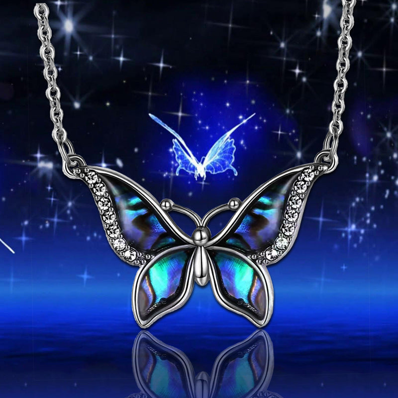 Blue Butterfly Pendant Necklace