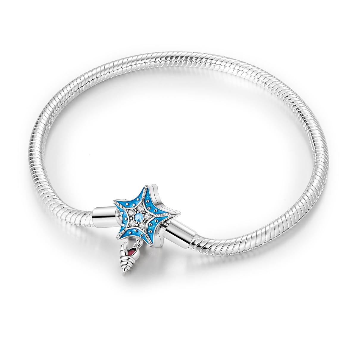 Parmuz Blue Ocean Heart Charm Bracelet