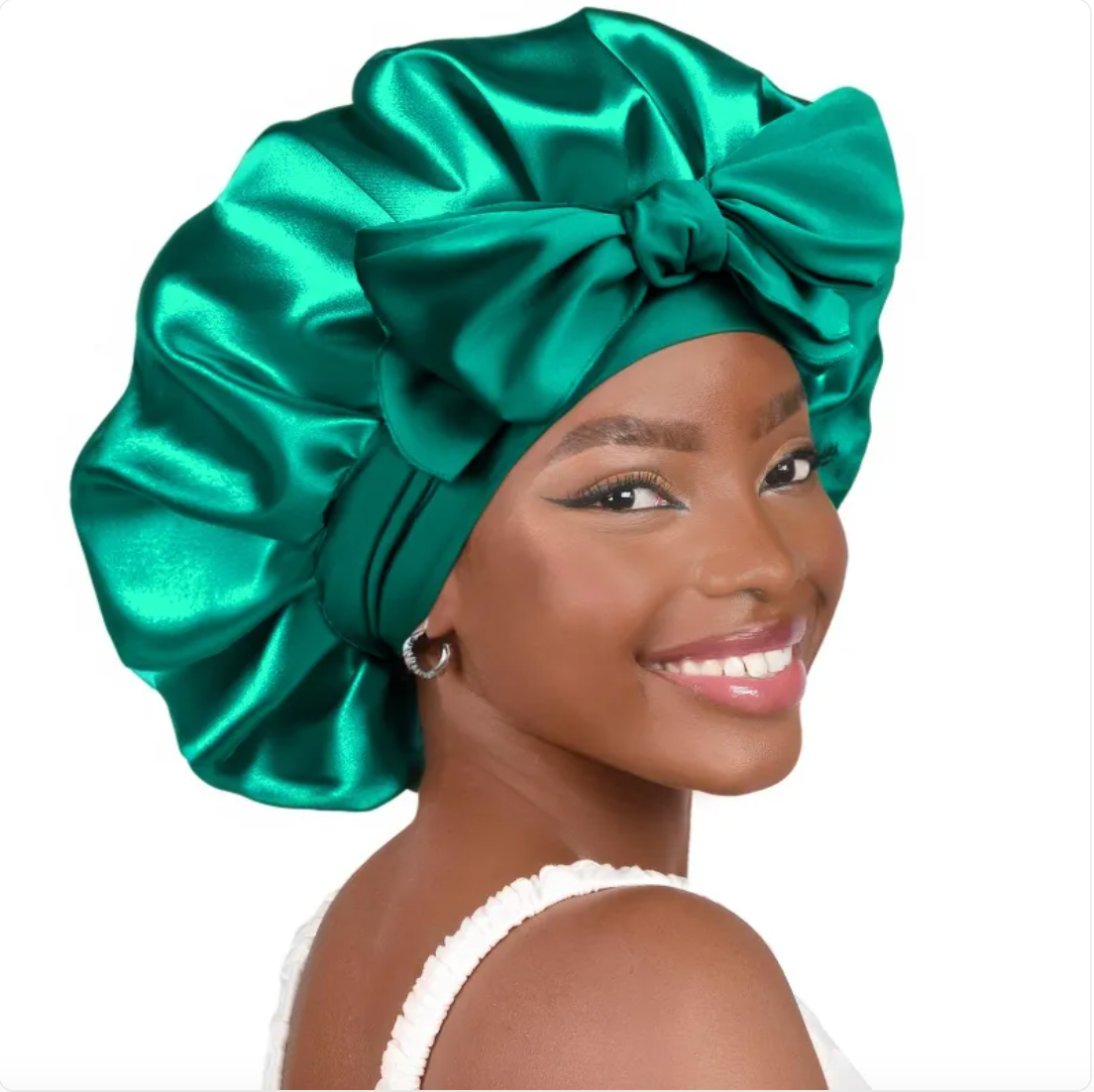Double-Layer Bow Wide-Brimmed Hair Care Hat – Shower Cap & Hair Wrap for Women