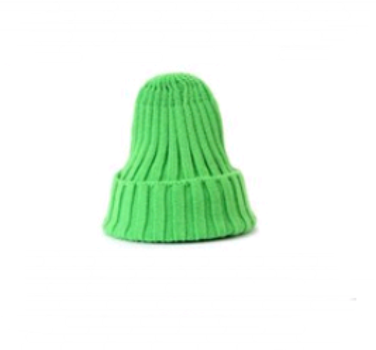 Solid Colour Knitted Hats with Faux Fur Pom Pom