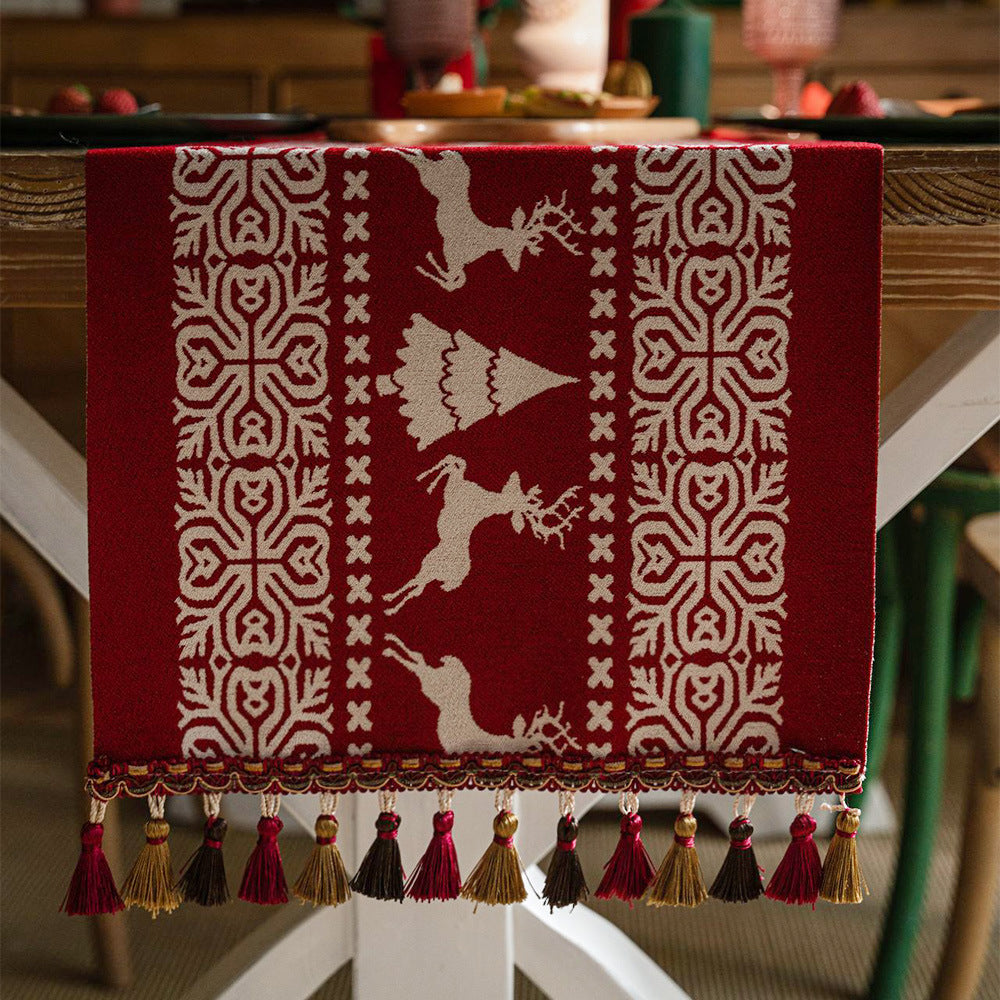 Christmas Table Runner with Tassels