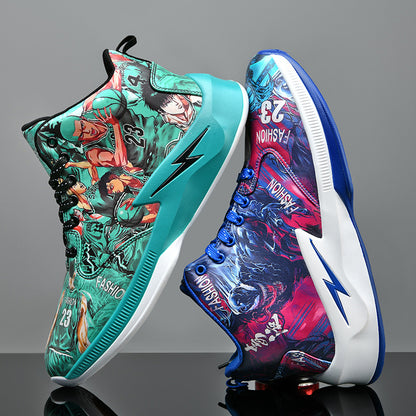 Men's Graffiti High-Top Basketball Shoes | Autumn Street Style Trainers