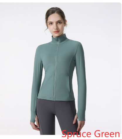 Women's Long Sleeve Zip Sports Jacket – Yoga & Running Activewear